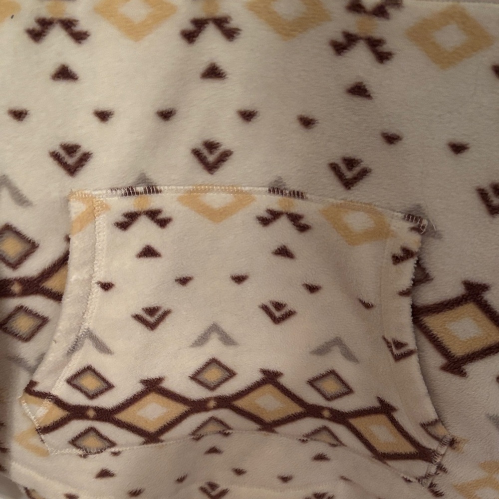 Sonoma Cream and Brown Patterned Fleece Pullover - Picture 5 of 7